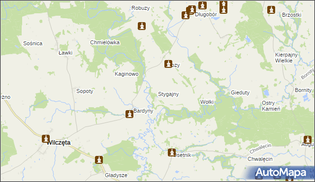 mapa Stygajny, Stygajny na mapie Targeo