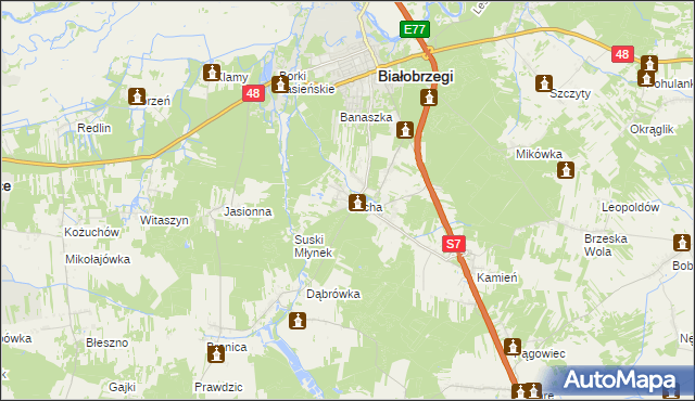 mapa Sucha gmina Białobrzegi, Sucha gmina Białobrzegi na mapie Targeo