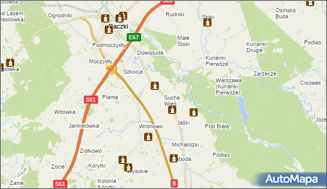 mapa Sucha Wieś, Sucha Wieś na mapie Targeo