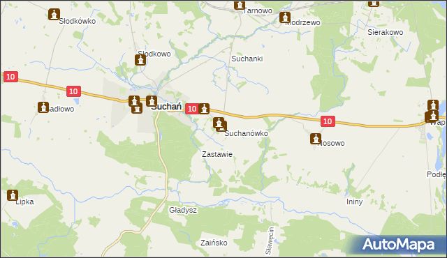 mapa Suchanówko, Suchanówko na mapie Targeo