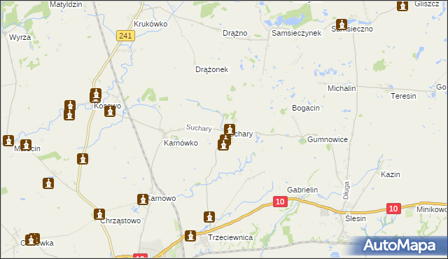 mapa Suchary gmina Nakło nad Notecią, Suchary gmina Nakło nad Notecią na mapie Targeo