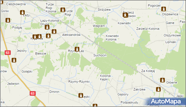 mapa Suchocin gmina Łuków, Suchocin gmina Łuków na mapie Targeo