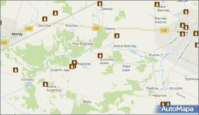 mapa Suchodół Wielki, Suchodół Wielki na mapie Targeo