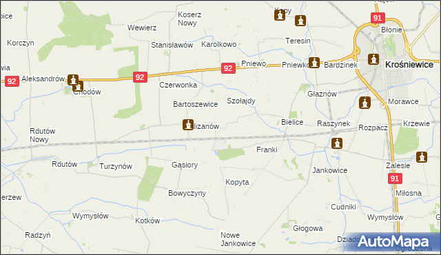 mapa Suchodoły gmina Krośniewice, Suchodoły gmina Krośniewice na mapie Targeo