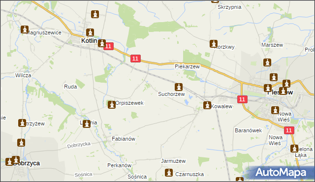 mapa Suchorzew, Suchorzew na mapie Targeo