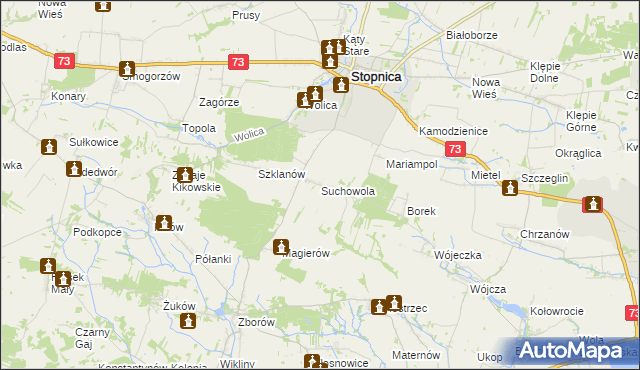 mapa Suchowola gmina Stopnica, Suchowola gmina Stopnica na mapie Targeo