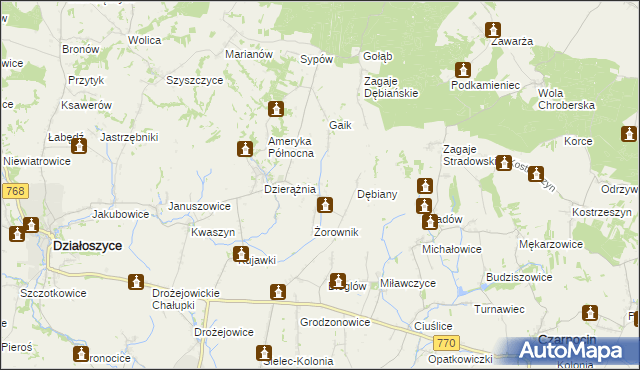 mapa Sudół gmina Działoszyce, Sudół gmina Działoszyce na mapie Targeo