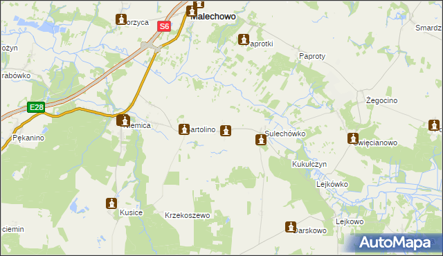 mapa Sulechowo, Sulechowo na mapie Targeo