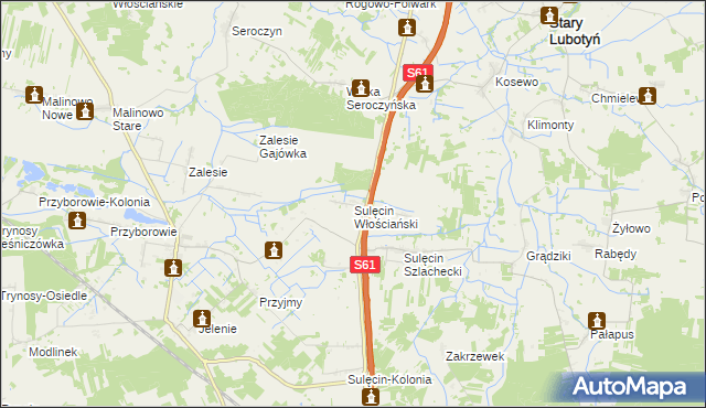 mapa Sulęcin Włościański, Sulęcin Włościański na mapie Targeo