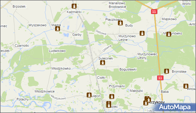 mapa Sulęcinek, Sulęcinek na mapie Targeo