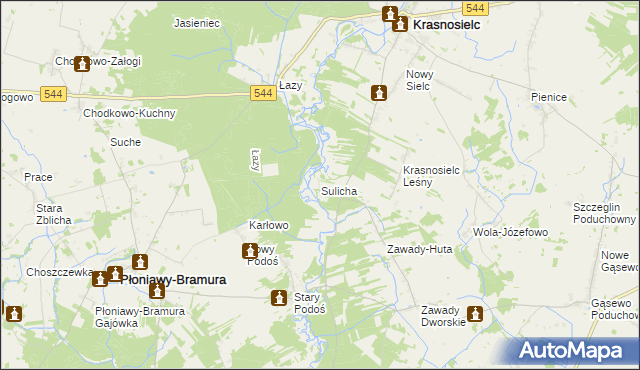 mapa Sulicha, Sulicha na mapie Targeo