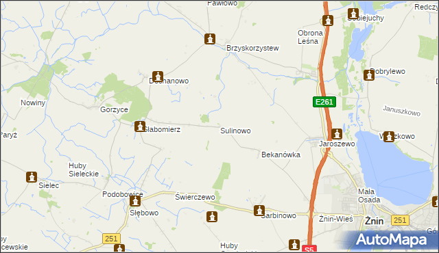 mapa Sulinowo, Sulinowo na mapie Targeo