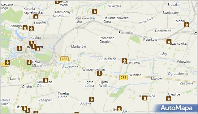 mapa Sulisławice gmina Wolbrom, Sulisławice gmina Wolbrom na mapie Targeo