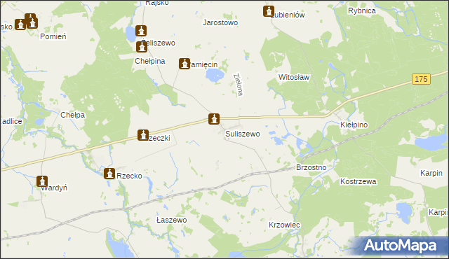 mapa Suliszewo gmina Choszczno, Suliszewo gmina Choszczno na mapie Targeo