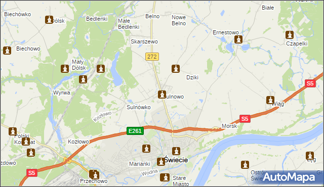 mapa Sulnowo, Sulnowo na mapie Targeo