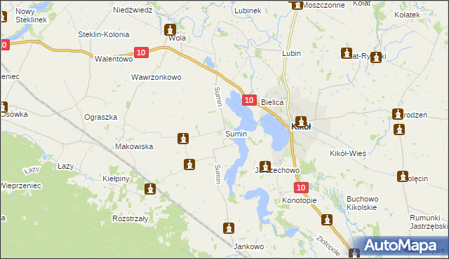 mapa Sumin gmina Kikół, Sumin gmina Kikół na mapie Targeo