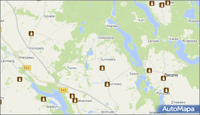 mapa Sumówko gmina Zbiczno, Sumówko gmina Zbiczno na mapie Targeo