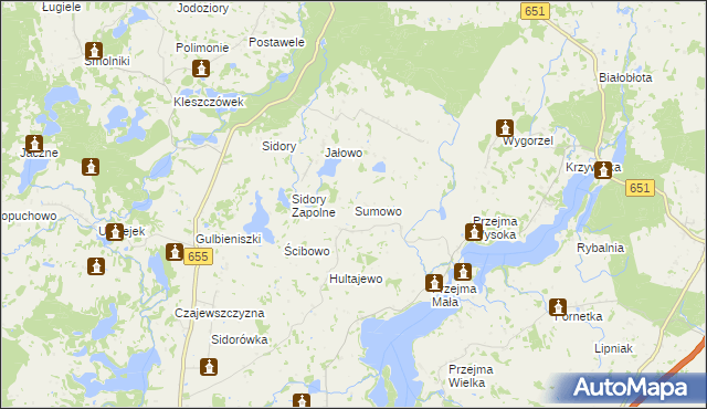 mapa Sumowo gmina Jeleniewo, Sumowo gmina Jeleniewo na mapie Targeo