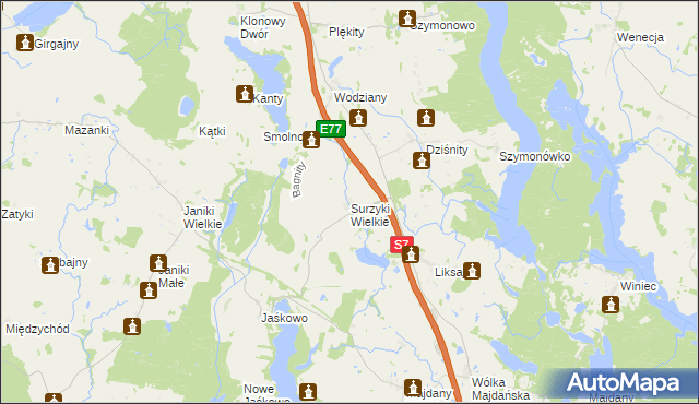 mapa Surzyki Wielkie, Surzyki Wielkie na mapie Targeo