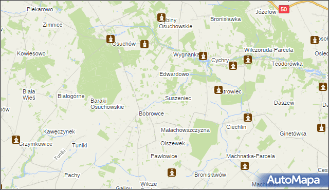 mapa Suszeniec, Suszeniec na mapie Targeo