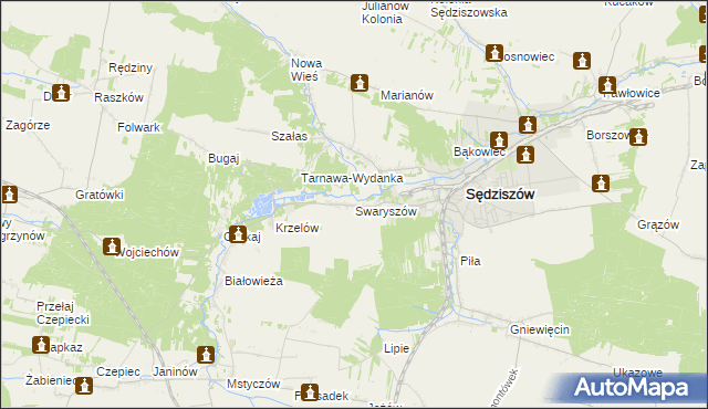 mapa Swaryszów, Swaryszów na mapie Targeo