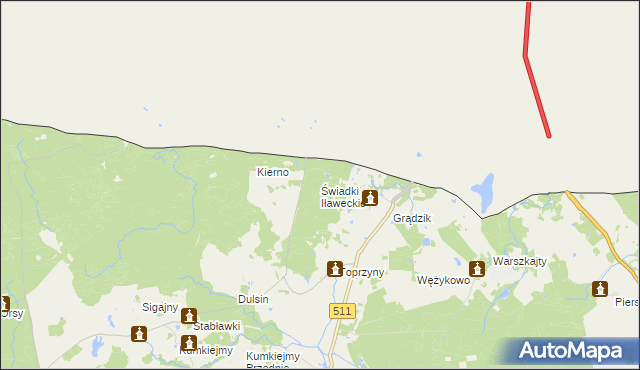 mapa Świadki Iławeckie, Świadki Iławeckie na mapie Targeo