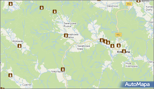 mapa Świątkowa Mała, Świątkowa Mała na mapie Targeo