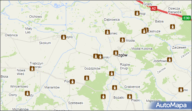 mapa Świątniki gmina Rzgów, Świątniki gmina Rzgów na mapie Targeo