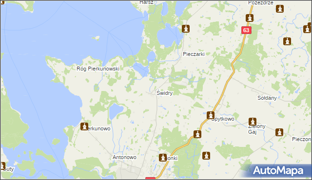 mapa Świdry gmina Giżycko, Świdry gmina Giżycko na mapie Targeo