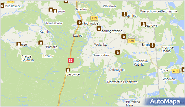 mapa Świebodów, Świebodów na mapie Targeo