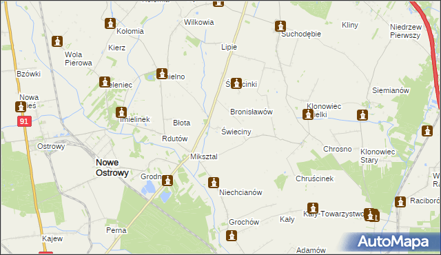 mapa Świeciny, Świeciny na mapie Targeo