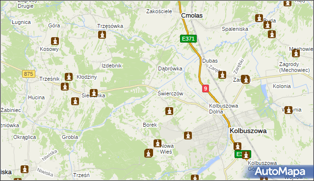 mapa Świerczów gmina Kolbuszowa, Świerczów gmina Kolbuszowa na mapie Targeo