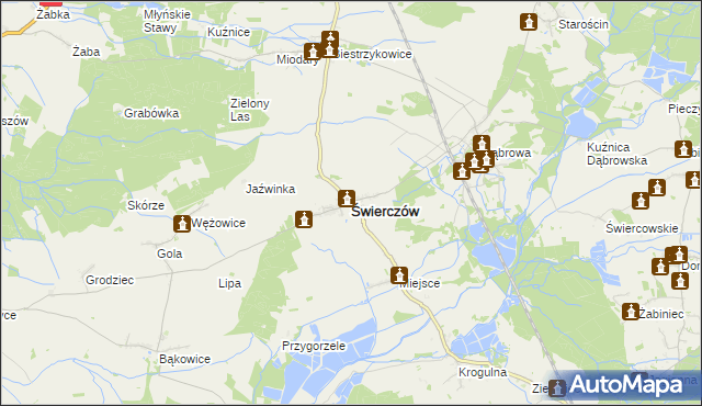 mapa Świerczów powiat namysłowski, Świerczów powiat namysłowski na mapie Targeo