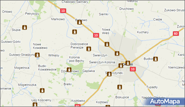 mapa Świerczyn gmina Drobin, Świerczyn gmina Drobin na mapie Targeo