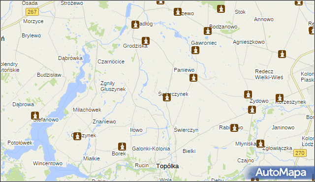 mapa Świerczynek gmina Topólka, Świerczynek gmina Topólka na mapie Targeo