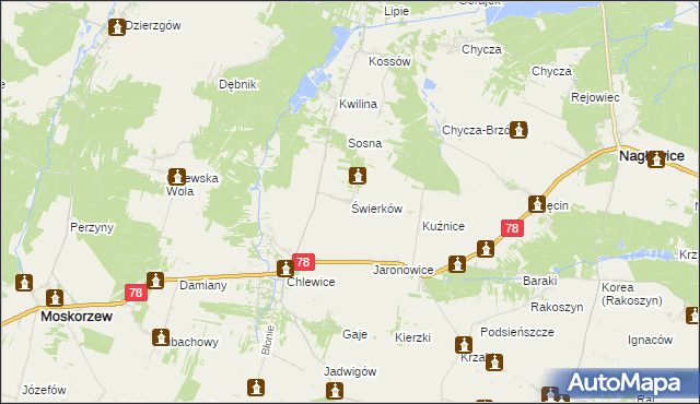 mapa Świerków, Świerków na mapie Targeo