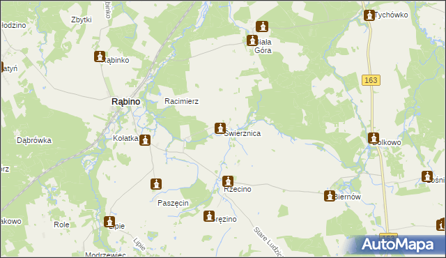 mapa Świerznica gmina Rąbino, Świerznica gmina Rąbino na mapie Targeo
