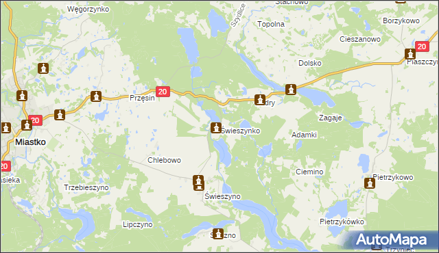 mapa Świeszynko, Świeszynko na mapie Targeo