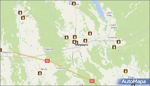 mapa Świętajno powiat szczycieński, Świętajno powiat szczycieński na mapie Targeo