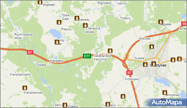 mapa Świętajńska Karczma, Świętajńska Karczma na mapie Targeo