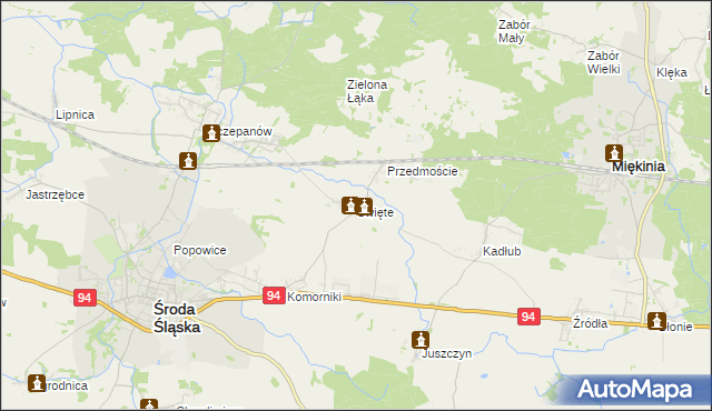 mapa Święte gmina Środa Śląska, Święte gmina Środa Śląska na mapie Targeo