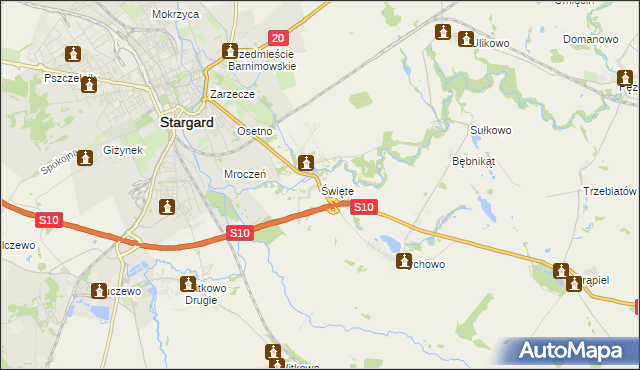 mapa Święte gmina Stargard, Święte gmina Stargard na mapie Targeo