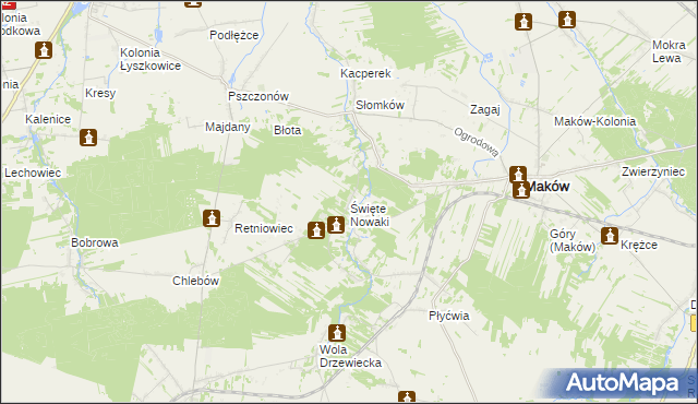 mapa Święte Nowaki, Święte Nowaki na mapie Targeo