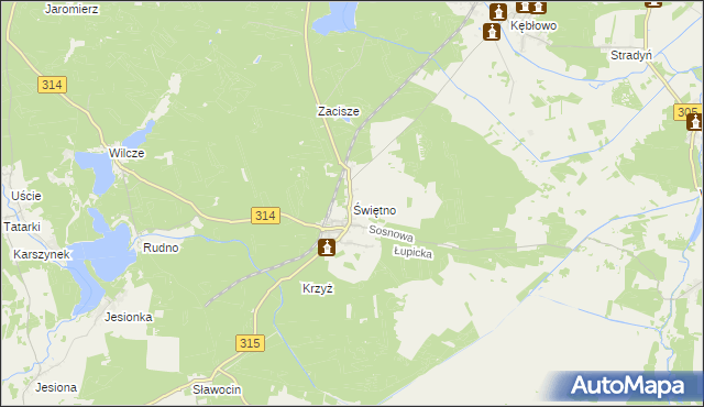 mapa Świętno gmina Wolsztyn, Świętno gmina Wolsztyn na mapie Targeo