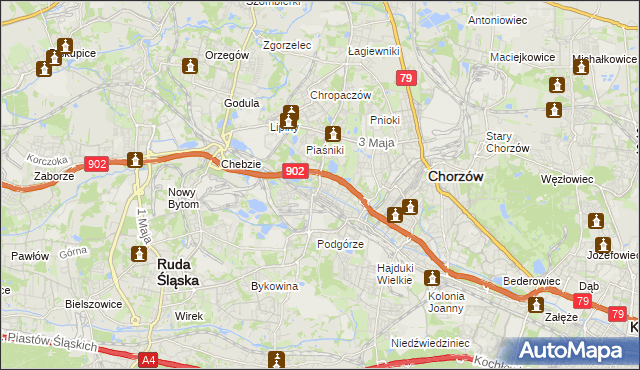 mapa Świętochłowice, Świętochłowice na mapie Targeo