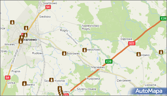 mapa Świętochowo, Świętochowo na mapie Targeo