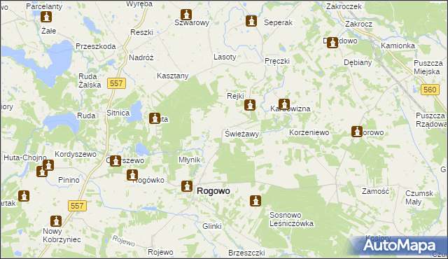 mapa Świeżawy, Świeżawy na mapie Targeo