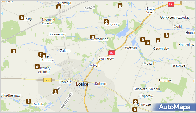 mapa Świniarów, Świniarów na mapie Targeo