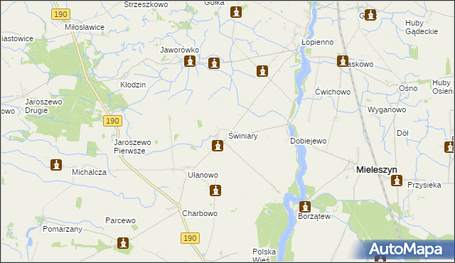 mapa Świniary gmina Kłecko, Świniary gmina Kłecko na mapie Targeo