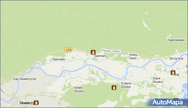 mapa Świniary gmina Skwierzyna, Świniary gmina Skwierzyna na mapie Targeo